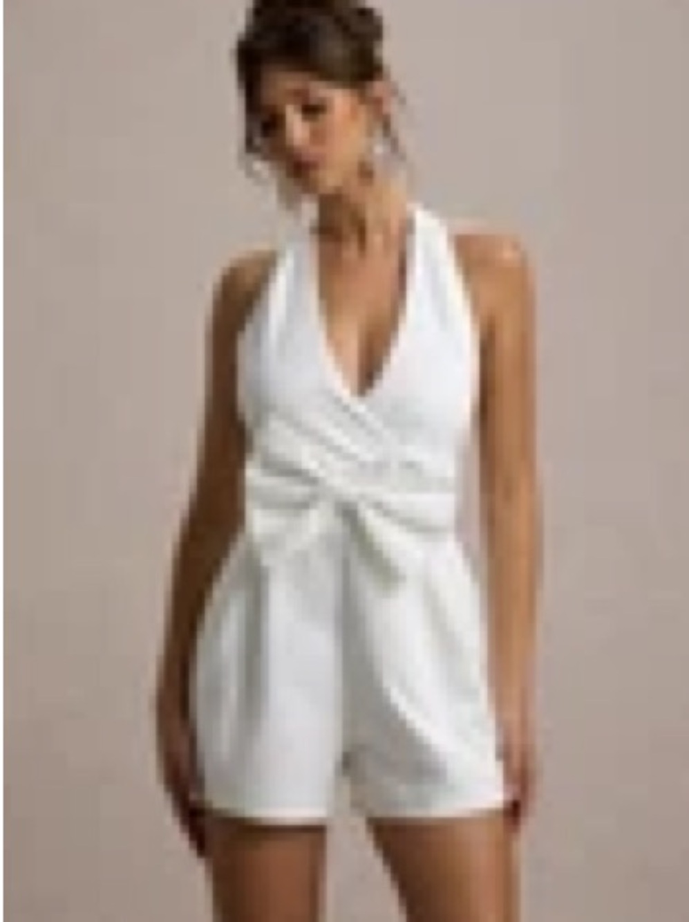 Meshki White Halter Twist-Front Romper